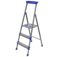 Стремянка стальная 3ст. из профильной трубы 30х15мм с шир. ступенью, с лотком для инстр.
