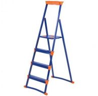 Стремянка стальная 4ст. из профильной трубы 30х15мм особо уст. для рыхлых повер. с лотком для инстр.