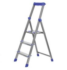 Стремянка комбинированная 3ст. из профильной трубы 40х20мм, с шир. ступенями-алюминий, с лотком для