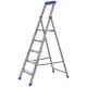 Стремянка комбинированная 5ст. из профильной трубы 40х20мм, с шир. ступенями-алюминий, с лотком для