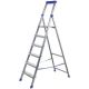 Стремянка комбинированная 6ст. из профильной трубы 40х20мм, с шир. ступенями-алюминий, с лотком для