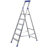 Стремянка комбинированная 6ст. из профильной трубы 40х20мм, с шир. ступенями-алюминий, с лотком для инстр.