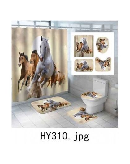 Комплект для ванной комнаты ZALEL фотопринт 4пр (штора180*200см + коврики 45*75+45*37,5 +35,5*37,5см)