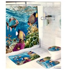 Комплект для ванной комнаты ZALEL фотопринт 4пр (штора180*200см + коврики 45*75+45*37,5 +35,5*37,5см)