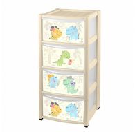 Комод детский на колесах с аппликацией 4 ящика