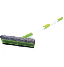 Окномойка Умничка с поворотной насадкой 25см, телескопическая ручка120см ЗЕЛЕНАЯ с желтой кнопкой(