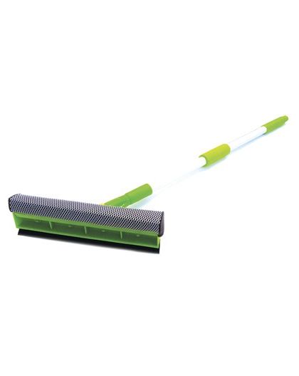 Окномойка Умничка с поворотной насадкой 25см, телескопическая ручка120см ЗЕЛЕНАЯ с желтой кнопкой(