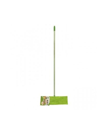 Швабра Флеттер Умничка микрофибра, прорезиненная нетелескопическая полосатая ручка 120см (24) Зеле