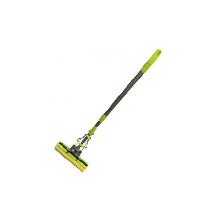 Швабра отжимная Умничка прямая 1 ролик, металлический коллектор, телескопическая ручка, длина 120см (20) Салатовая