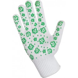 Перчатки для садовых работ ХОЗЯЮШКА Мила трикотажные с дизайн напылением ПВХ green