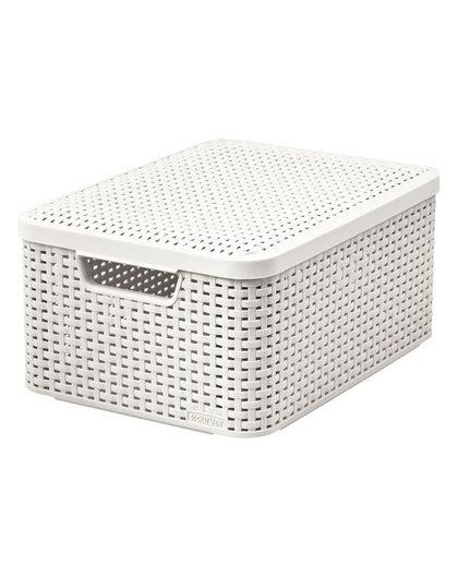 Корзинка прямоугольная с крышкой 18л STYLE M 393*293*187мм Кремовый