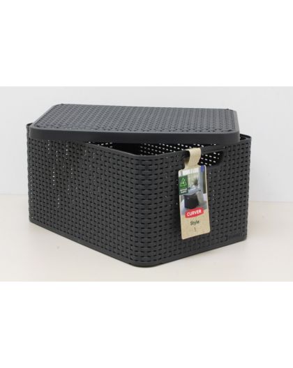 Корзинка прямоугольная с крышкой 30л NATURAL STYLE L 445*330*248мм Темно-серый