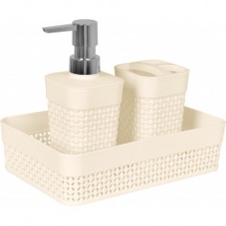 Набор для ванной комнаты OSLO Mini 3 пр. (орг. А5, дозатор д/мыла, подст. д/зуб.щет) молочный туман