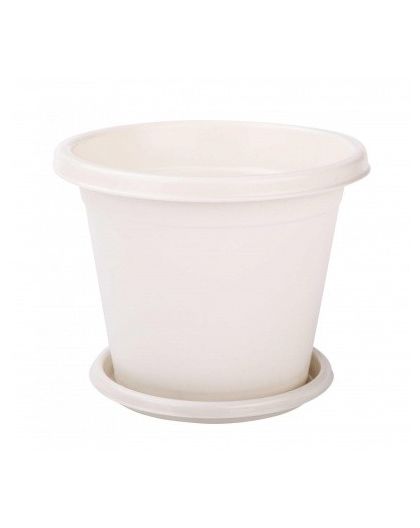 Горшок цветочный 3л (с поддоном) белый