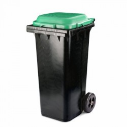 Бак для мусора 120л на колесах (черно-зеленый) 580х480х970 мм