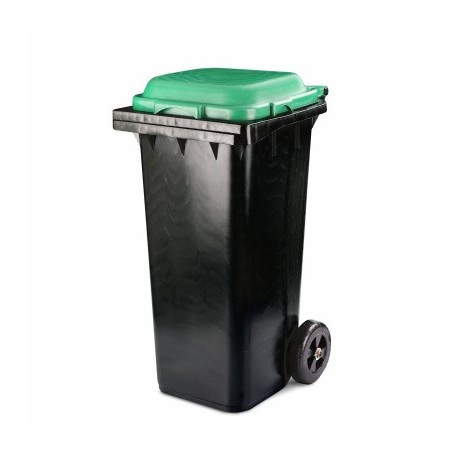 Бак для мусора 120л на колесах (черно-зеленый) 580х480х970 мм