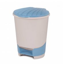 Контейнер для мусора 10л с педалью, св. бежево-голубой