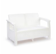 Диван Ротанг-плюс белый 1270х700х790мм (без подушек)