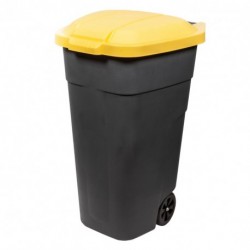 Бак для раздельного сбора мусора с крышкой на колесах 110л желтый