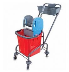 Тележка уборочная 1ведро 25л- пластик, каркас тележки -хром, отжим пластик, доп. пласт. контейнер (9