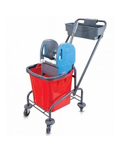 Тележка уборочная 1ведро 25л- пластик, каркас тележки -хром, отжим пластик, доп. пласт. контейнер (9