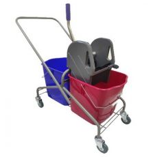 Тележка уборочная 2 ведра, 25л, отжим пластик