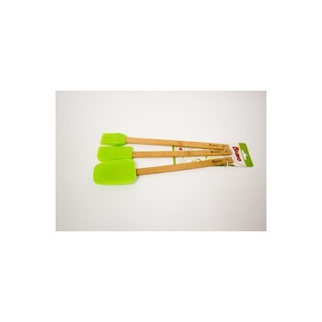 Набор лопаток и кисточки силиконовых с бамбуковыми ручками, 30см