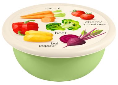 Миска 2,1л с крышкой с декором (салатовый)