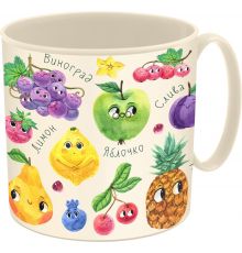 Кружка детская 280мл с декором Фрукты (светло-бежевый)