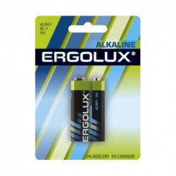Батарейки Ergolux 6LR61 Alkaline BL-1 (6LR61 BL-1, 9В)