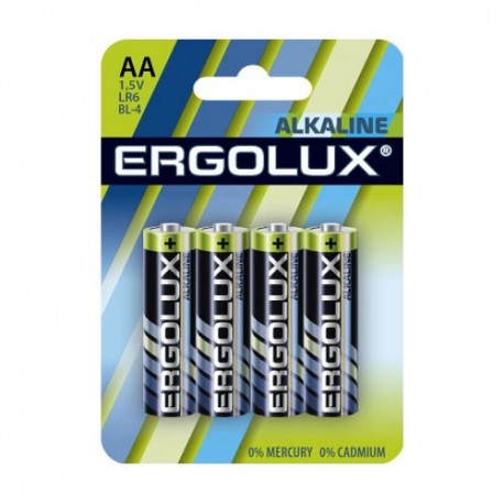 Батарейки Ergolux LR6 Alkaline BL-4 (LR6 BL-4, 1.5В)