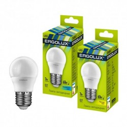 Лампа светодиодная Ergolux LED-G45-7W-E27-3K (Шар 7Вт E27 3000K 172-265В)