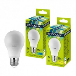 Лампа светодиодная Ergolux LED-A60-10W-E27-3K (ЛОН 10Вт E27 3000K 172-265В)