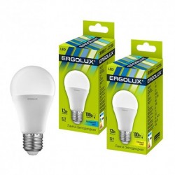 Лампа светодиодная Ergolux LED-A60-12W-E27-3K (ЛОН 12Вт E27 3000K 172-265В)