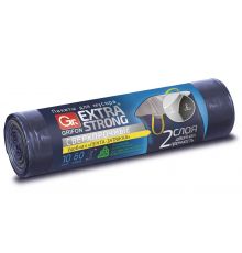 Пакеты для мусора GRIFON двухслойные с завязками особо прочные, 60л 60х70см, 10шт. в рул (30мкм, син