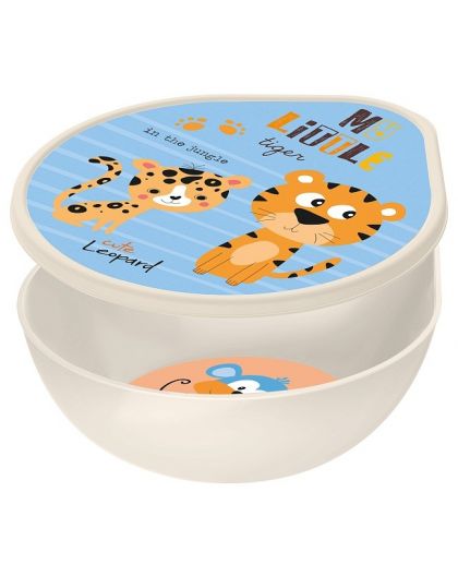 Миска с крышкой и декором, D135мм (светло-бежевый)
