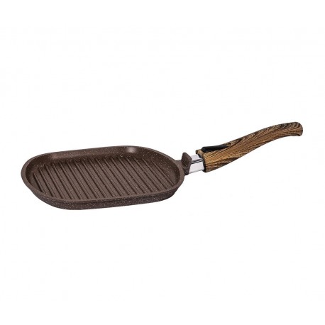 Сковорода-гриль низкая квадратная 25см съемная ручка ГРАНИТ brown