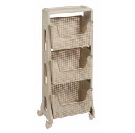 Этажерка Лофт напольная 3-х ярусная на колесах (латте)