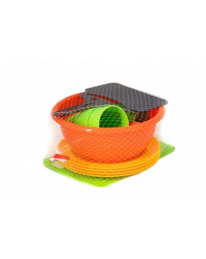 Набор для пикника 19пр.:Мис. 2,1л, ст. 250мл 4шт,лож. 4шт,вил. 4шт, веер д/манга мал., тар. 4шт, дос