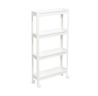 Этажерка VIKEA узкая 4-х ярусная на колесах (белый) 530х175х1055мм