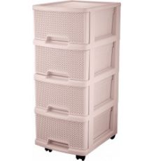 Комод Keeplex Ajur с ящиками на колесиках четырехсекционный компакт 37х30х73см