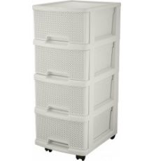 Комод Keeplex Ajur с ящиками на колесиках четырехсекционный компакт 37х30х73см