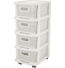 Комод Keeplex Ajur с корзинами на колесиках четырехсекционный компакт 37х30х73см