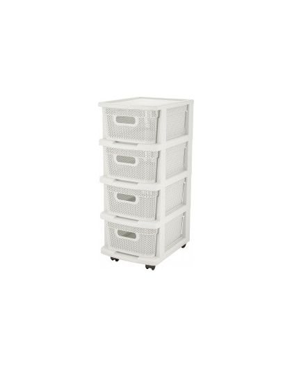 Комод Keeplex Ajur с корзинами на колесиках четырехсекционный компакт 37х30х73см