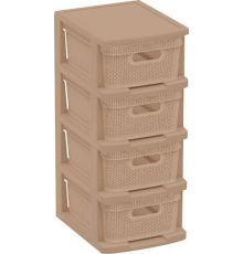 Комод Keeplex Ajur с корзинами на колесиках четырехсекционный компакт 37х30х73см