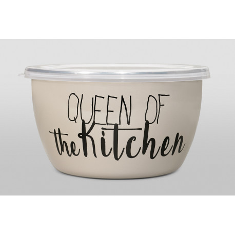 Миска эмалированная без ручек с пластмассовой крышкой QUEEN OF KITCHEN 1,1 л (14 см) (362684)