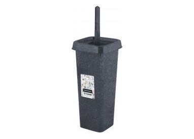 Набор для туалета Stone закрытый (ершик + подставка) темный камень