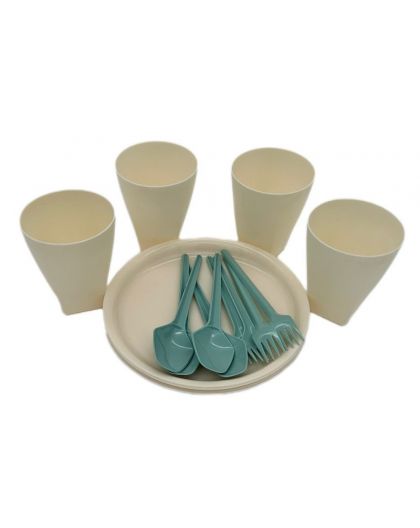 Набор для пикника на 4 персоны слоновая (тарелка D210 4шт, стакан  400мл. 4 шт., ложка 4 шт., вилка