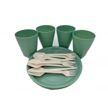 Набор для пикника на 4 персоны фисташка (тарелка D210 4шт, стакан  400мл. 4 шт., ложка 4 шт., вилка