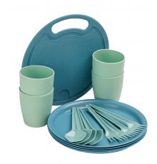 Набор для пикника 17 предметов (доска разделочная круглая.,стакан 400 мл 4шт, тарелка 4 шт, ложка 4ш